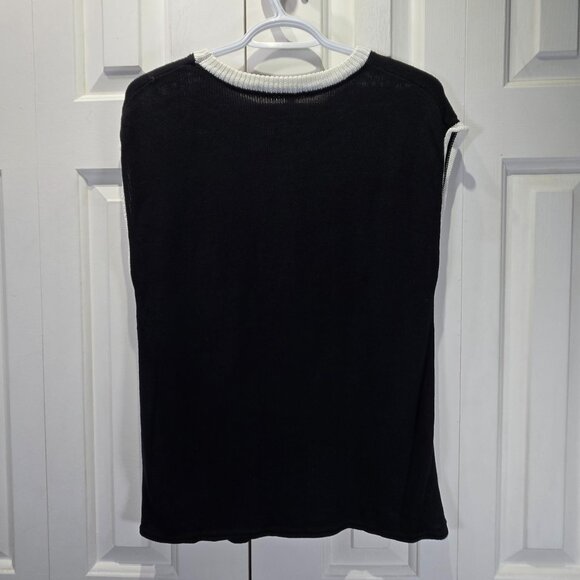 NWT Women’s Black & White Loose Fit Knit Vest Top – Size Small - Picture 2 of 5